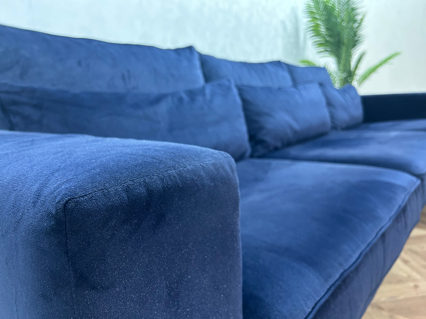 Donker Blauwe Velvet Hoekbank Inc. Fauteuil ~ Nieuwstaat