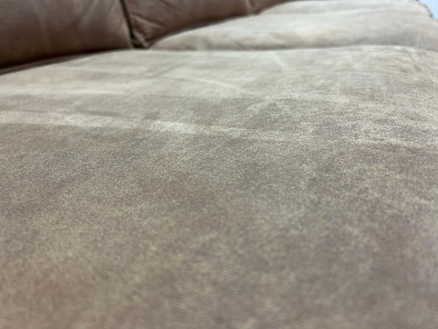 Cognac Bruine Suède Leren 3-Zits Bank ~ Losse Kussens Met Afneembare Hoezen