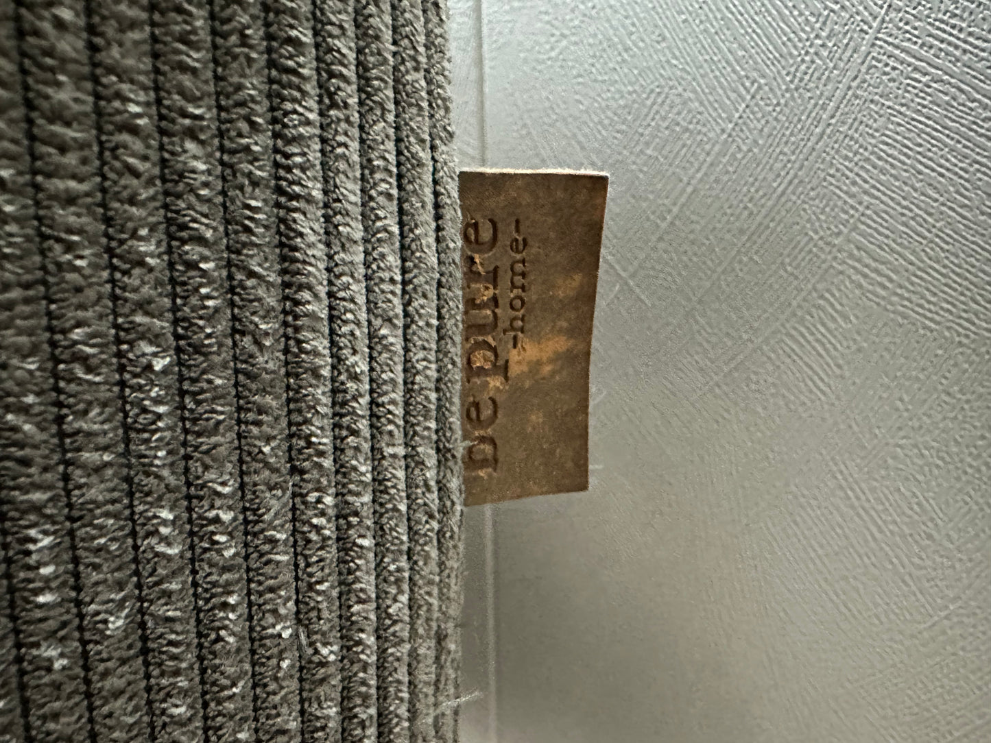 Be Pure Grijze Ribstof 2.5-Zits Bank ~ Losse Kussens Met Afneembare Hoezen