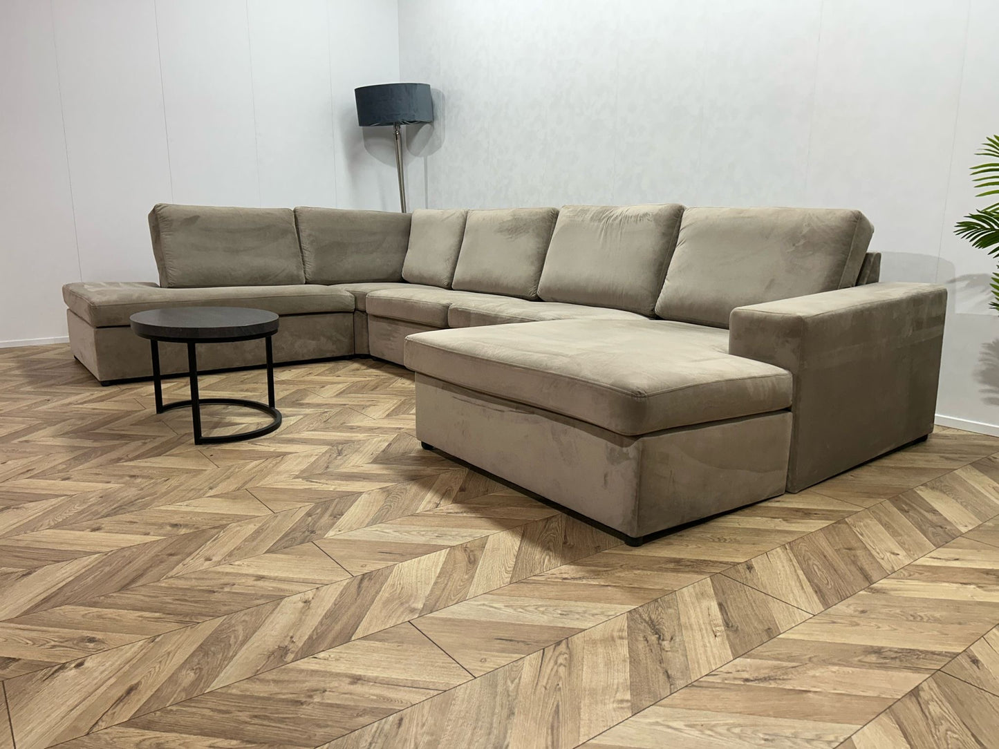 Beige Velvet U Bank ~ Losse Kussens Met Afneembare Hoezen
