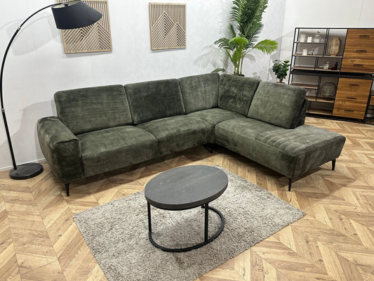 Donker Groene Velvet Hoekbank ~ Losse Rugkussens Met Afneembare Hoezen