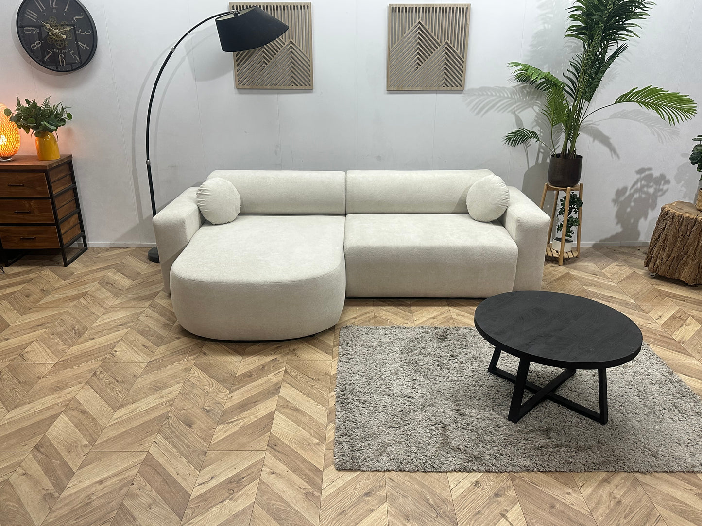 !Showroommodel! Witte Velvet Hoekbank ~ Slaapfunctie