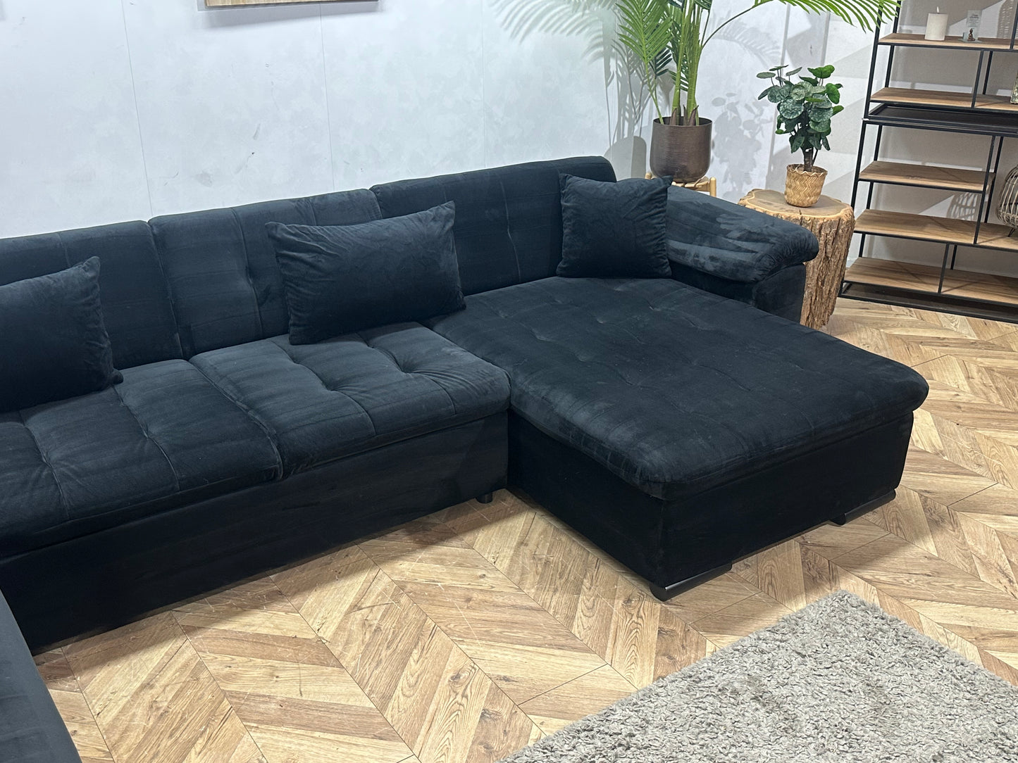 Zwarte Velvet U Bank ~ Vaste Kussens