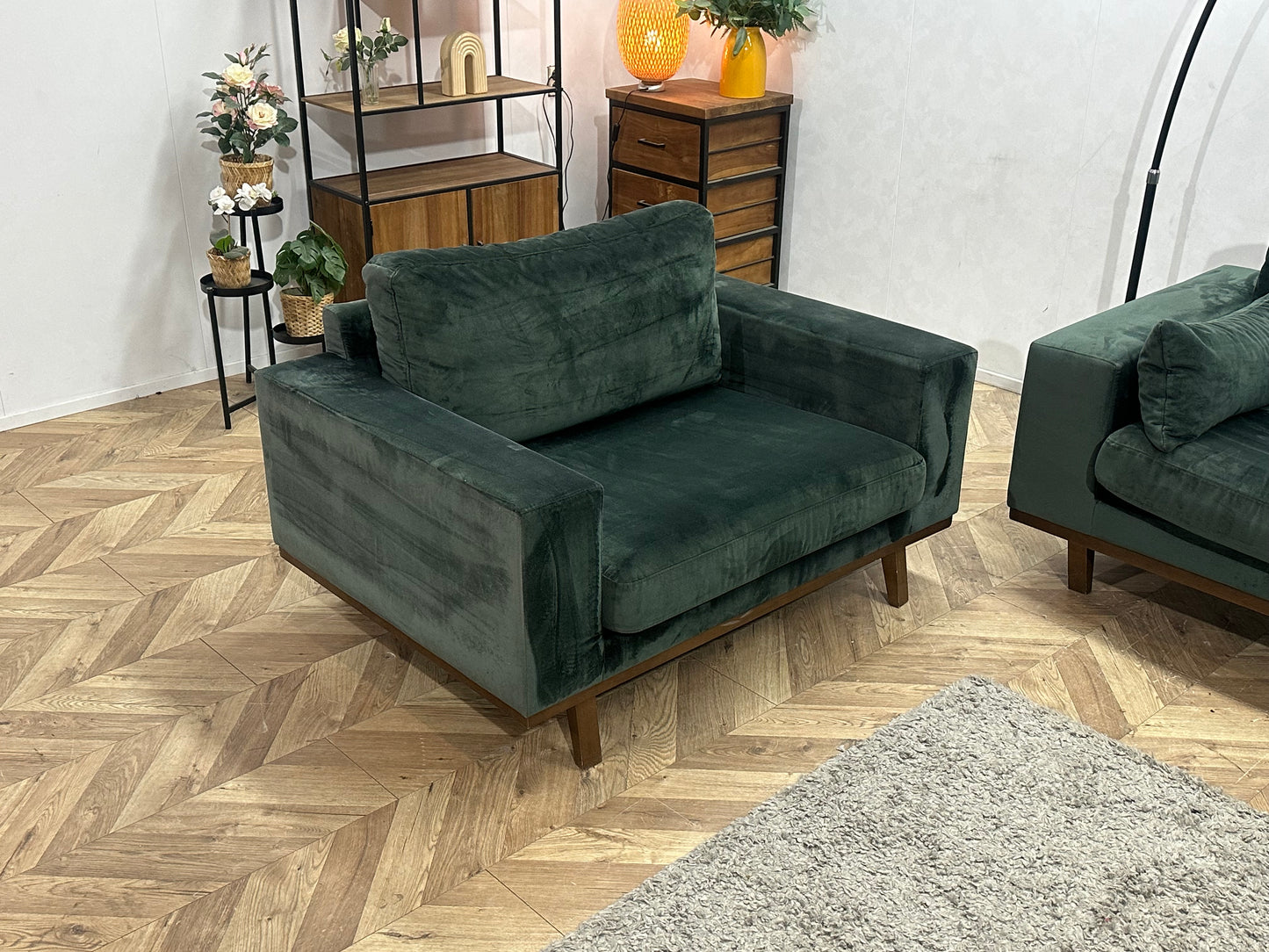 Groene Velvet Banken Set Inc Hockers ~ Losse Kussens Met Afneembare Hoezen