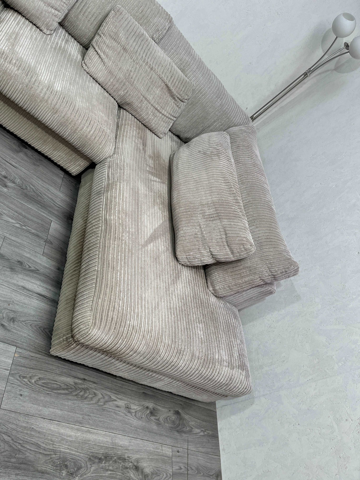 Beige Ribstof Hoekbank ~ Afritsbare Kussen Hoezen