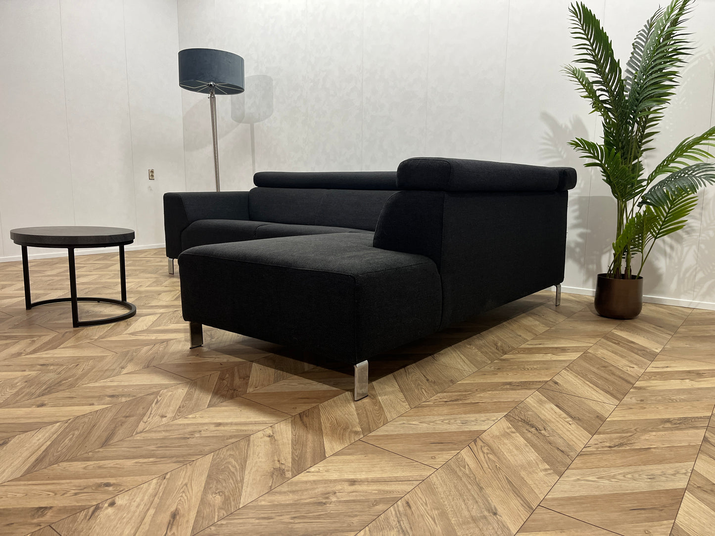 IN.HOUSE Zwarte Hoekbank ~ Verstelbare Hoofdsteunen