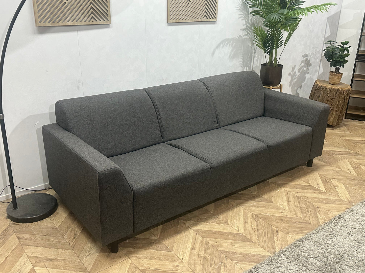 Antraciet 3-Zits Bank Inc Hocker ~ Vaste Kussens
