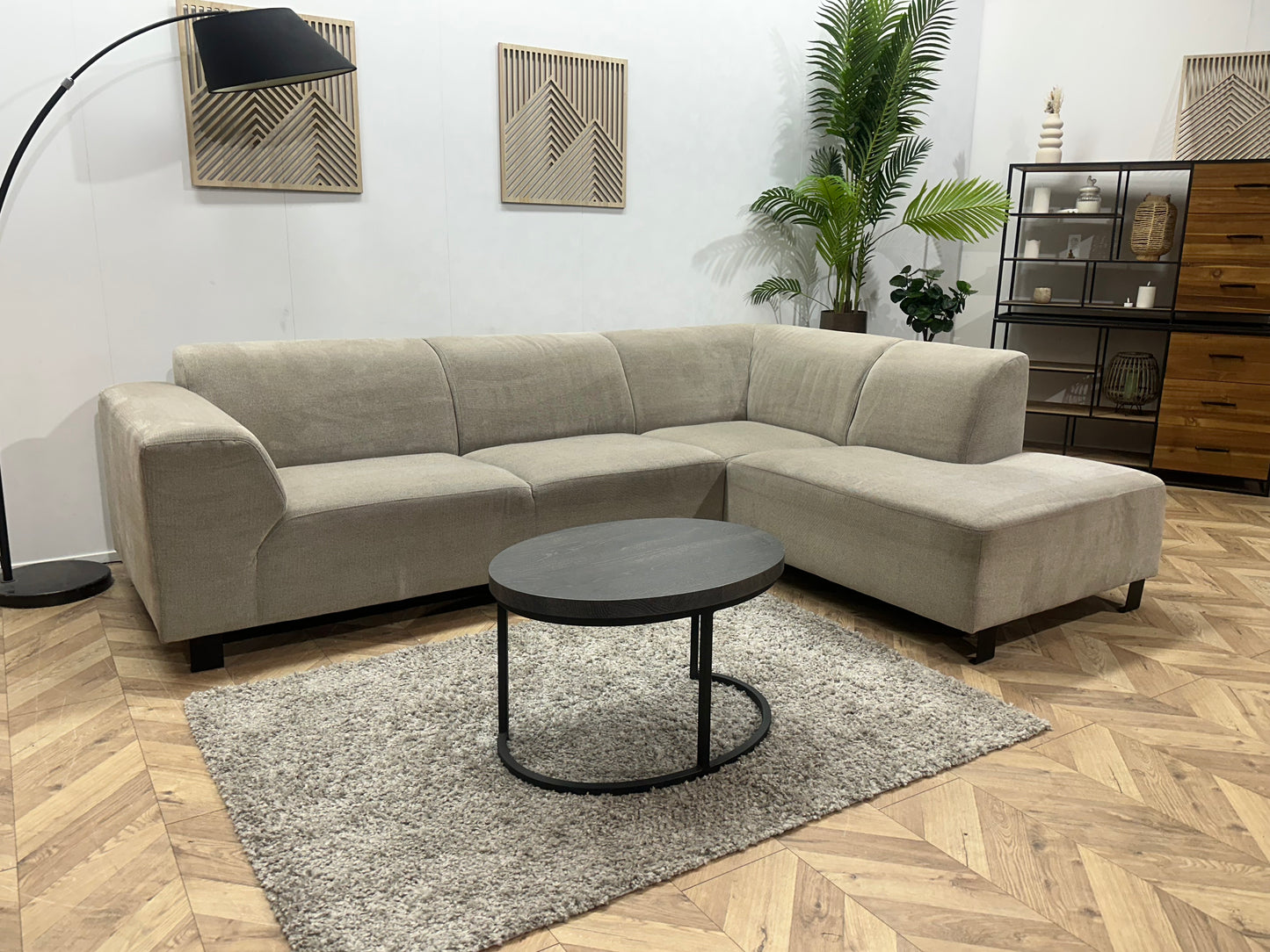 Beige Hoekbank ~ Vaste Kussens