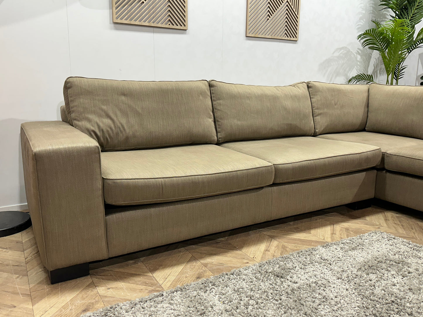 Beige Hoekbank Inc Hocker ~ Losse Kussens Met Afneembare Hoezen