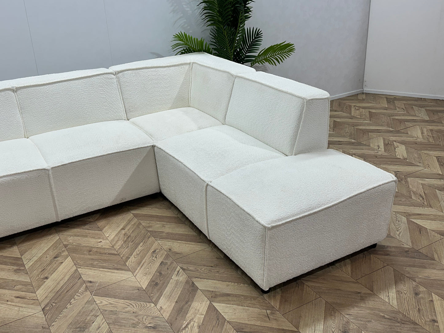 Witte Bouclé Stoffen U Bank ~ Vaste Kussens