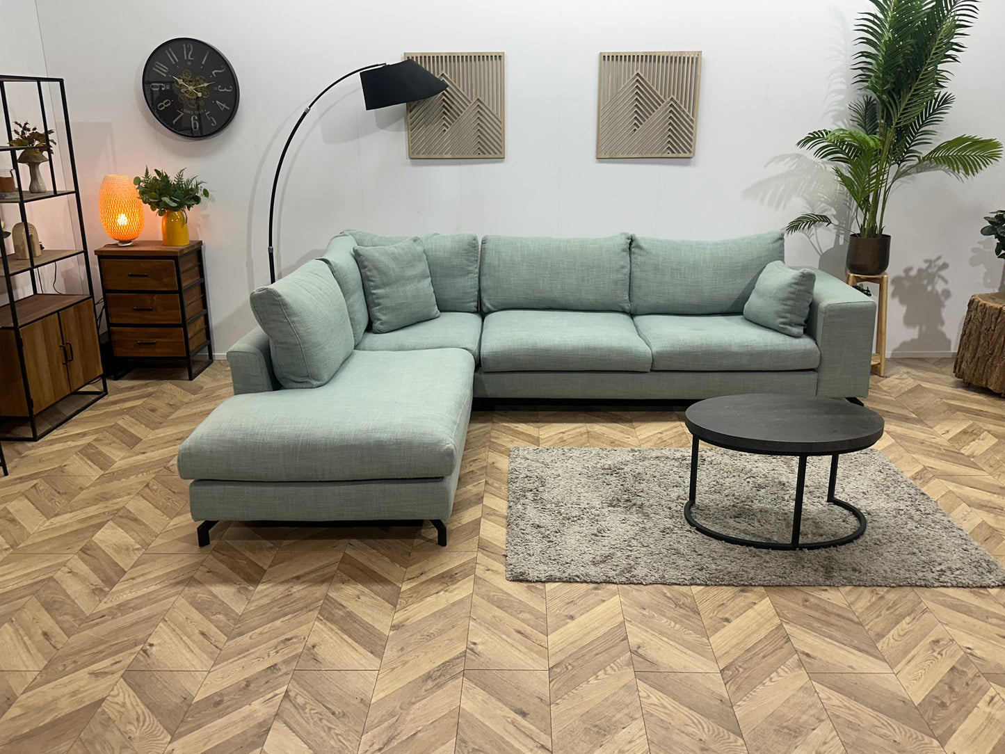 Licht Blauwe Hoekbank ~ Losse Kussens Met Afneembare Hoezen