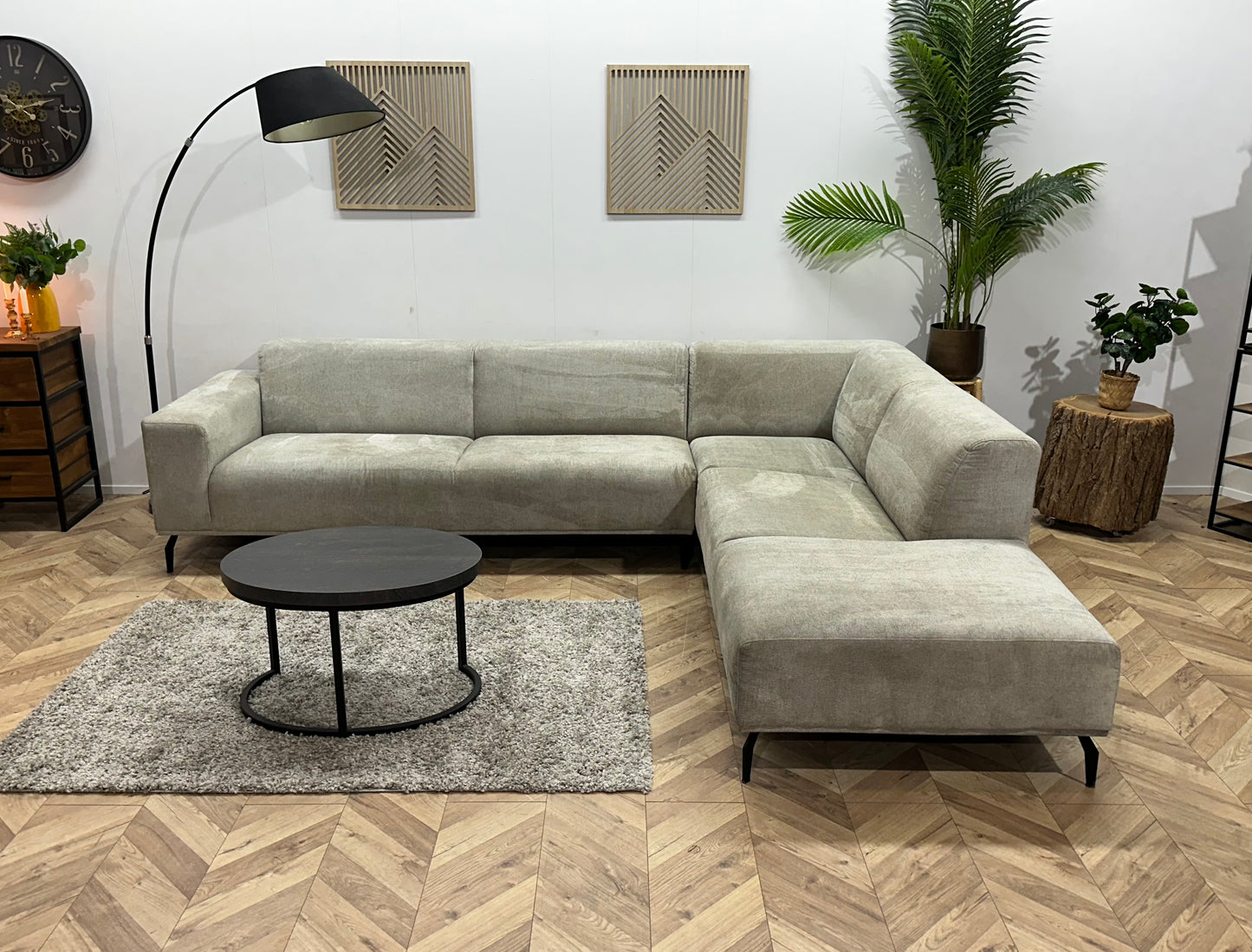 Dyyk Licht Grijze Suède Stoffen Hoekbank