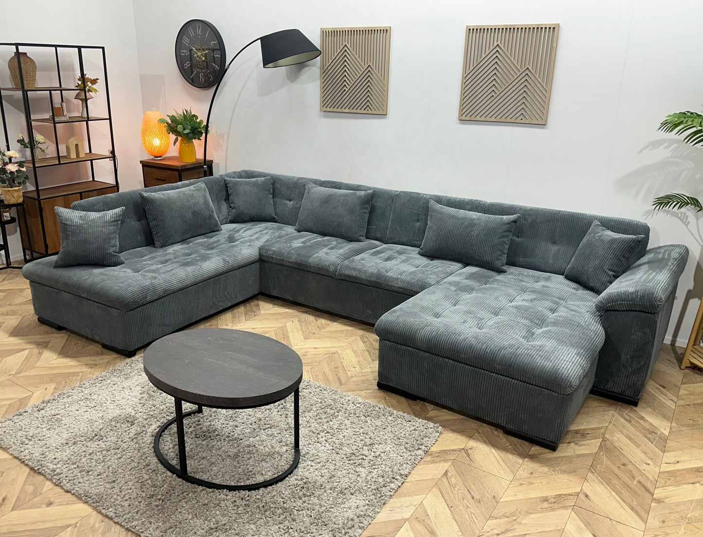 !Showroommodel! Blauwe Ribstof U Bank