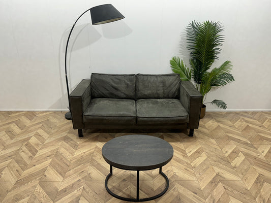 Antraciet Suède Lederen 2.5-Zits Bank ~ Losse Kussens Met Afneembare Hoezen