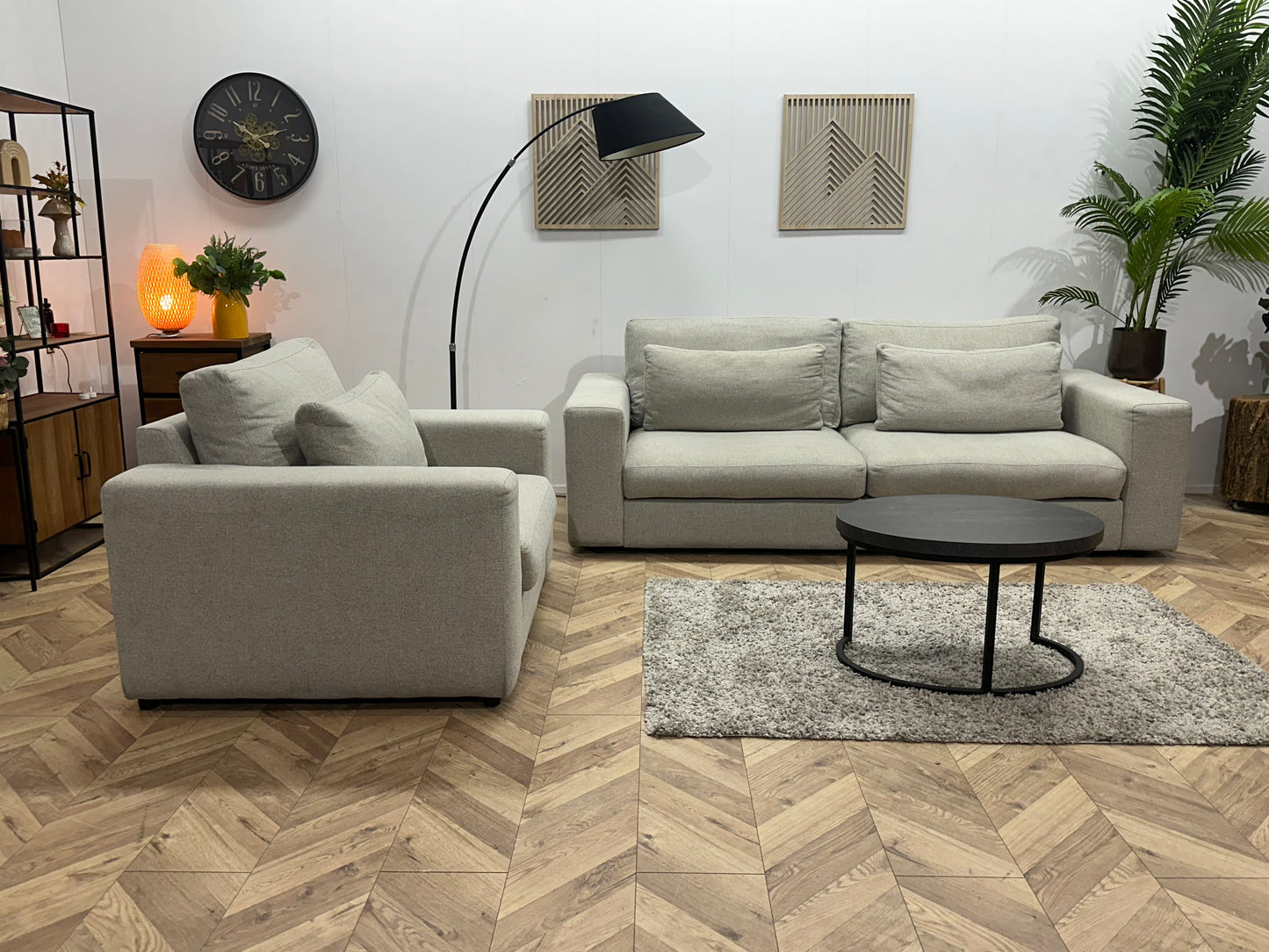 Licht Grijze 2.5-Zits Bank Inc Fauteuil ~ Losse Kussens Met Afneembare Hoezen