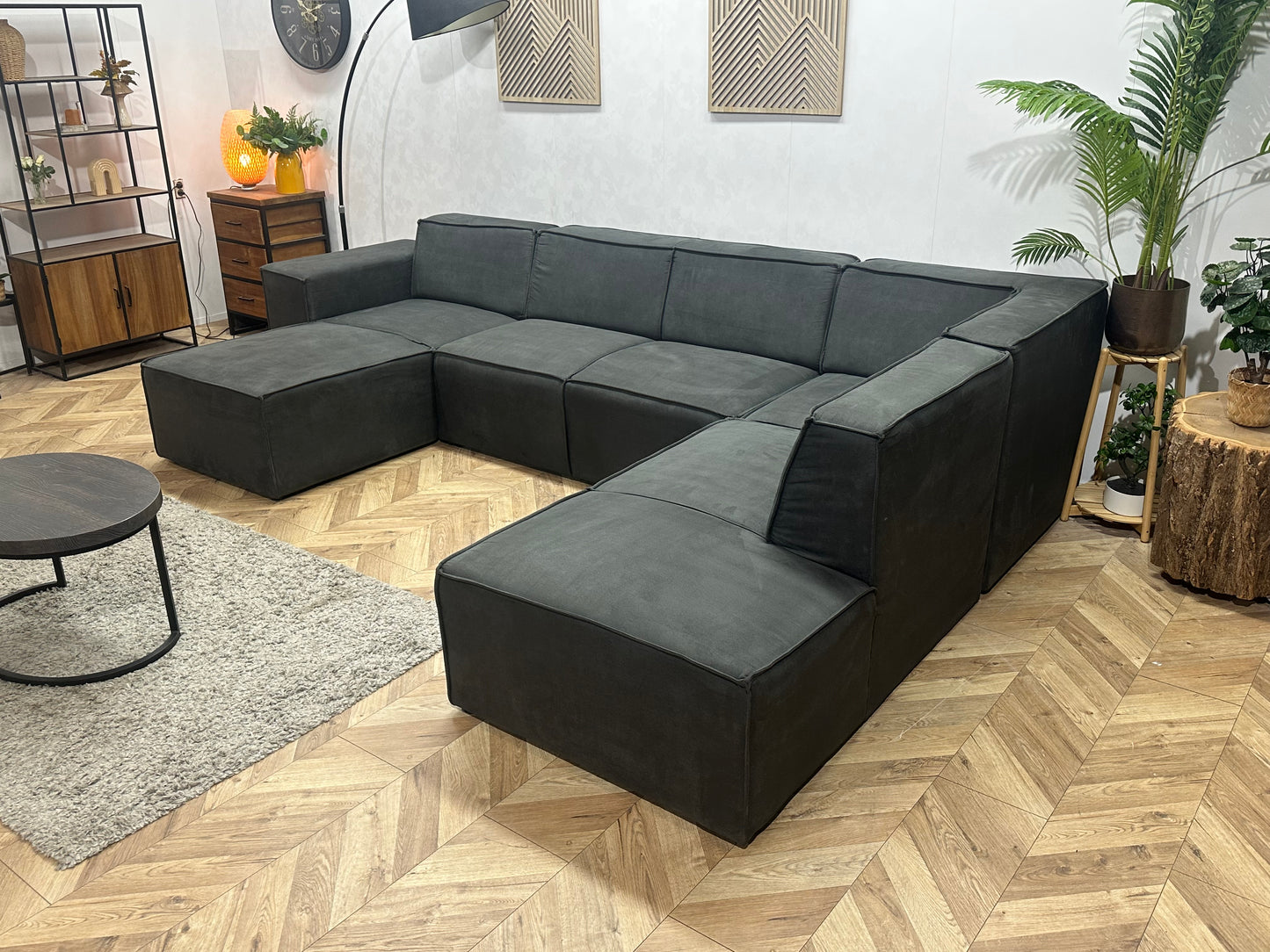 !Showroommodel! Antraciet Suède Stoffen U Bank