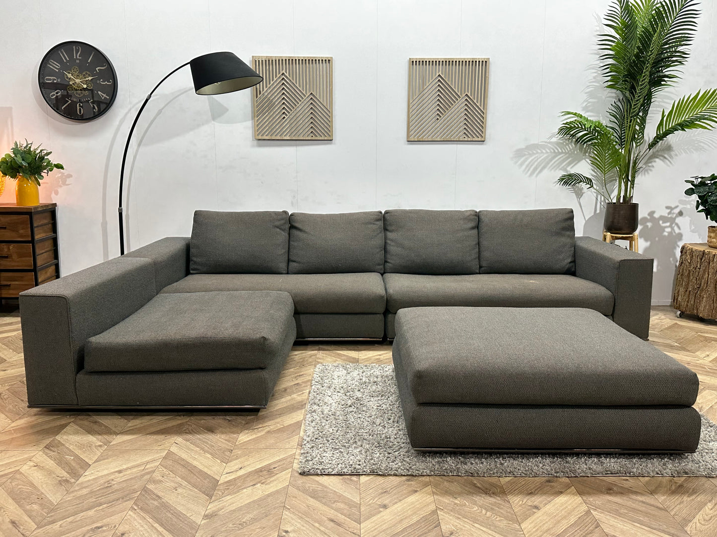 Minotti Bruine Hoekbank Inc Hocker ~ Inruilvoordeel