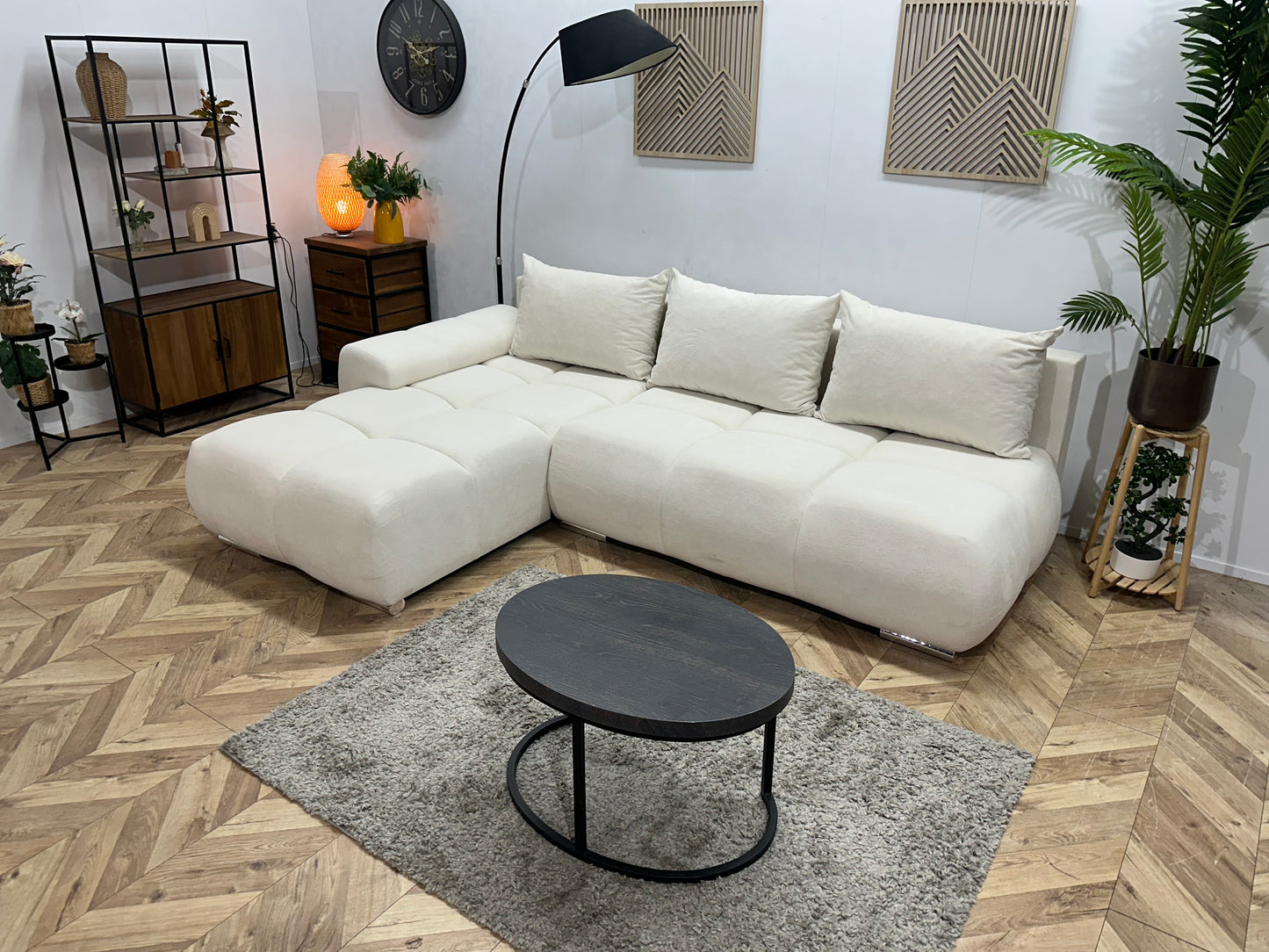 !Showroommodel! Witte Velvet Hoekbank