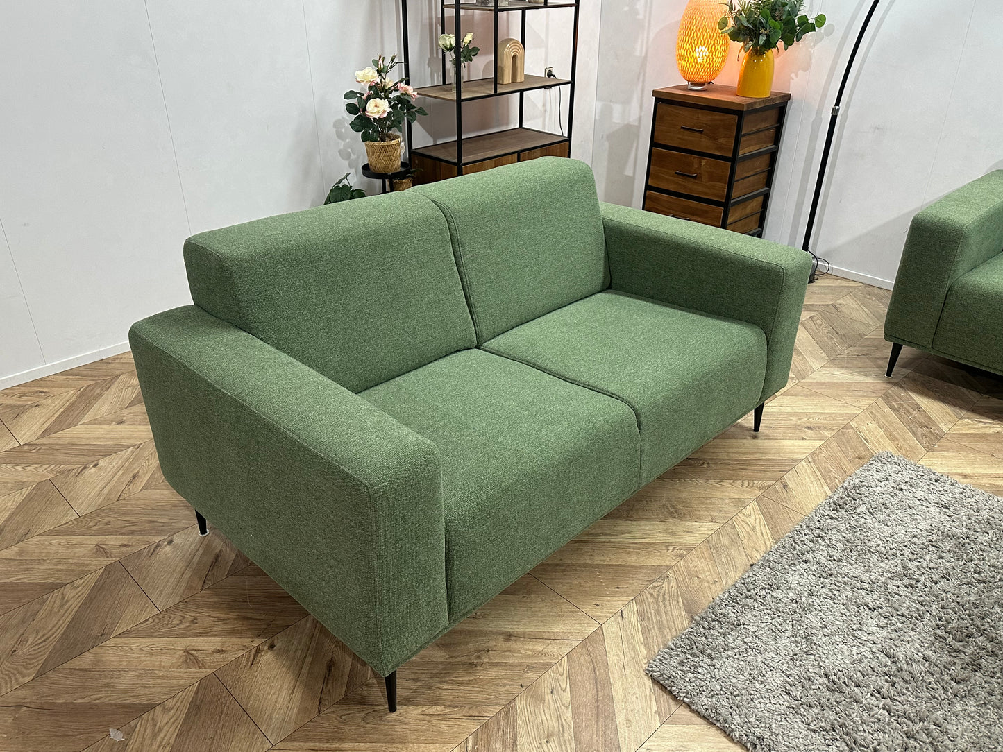 Goossens Groene Stoffen Banken Set Incl Hocker ~ Nieuwstaat
