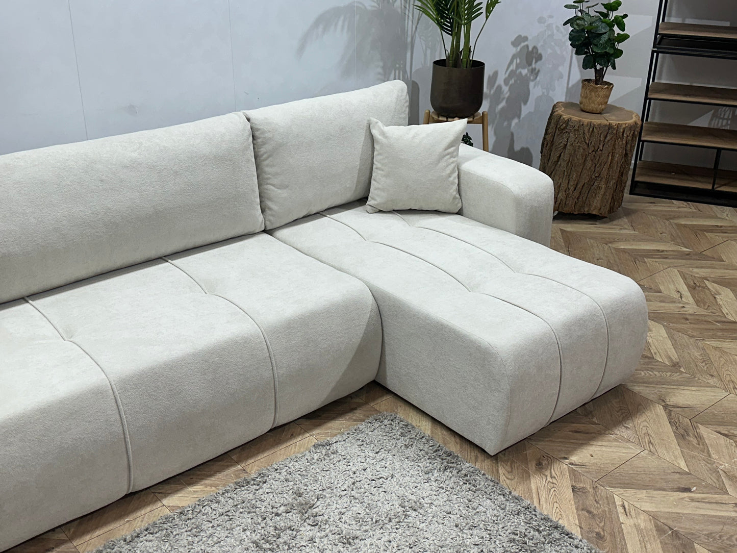 !Showroommodel! Witte Velvet Hoekbank