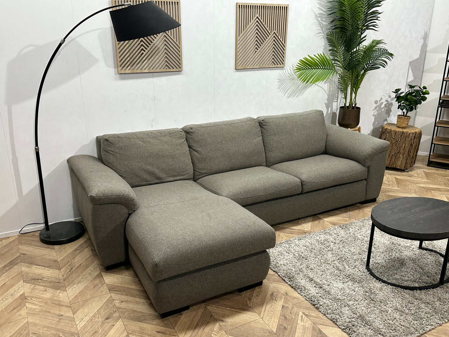 Grijze Hoekbank ~ Vaste Kussens