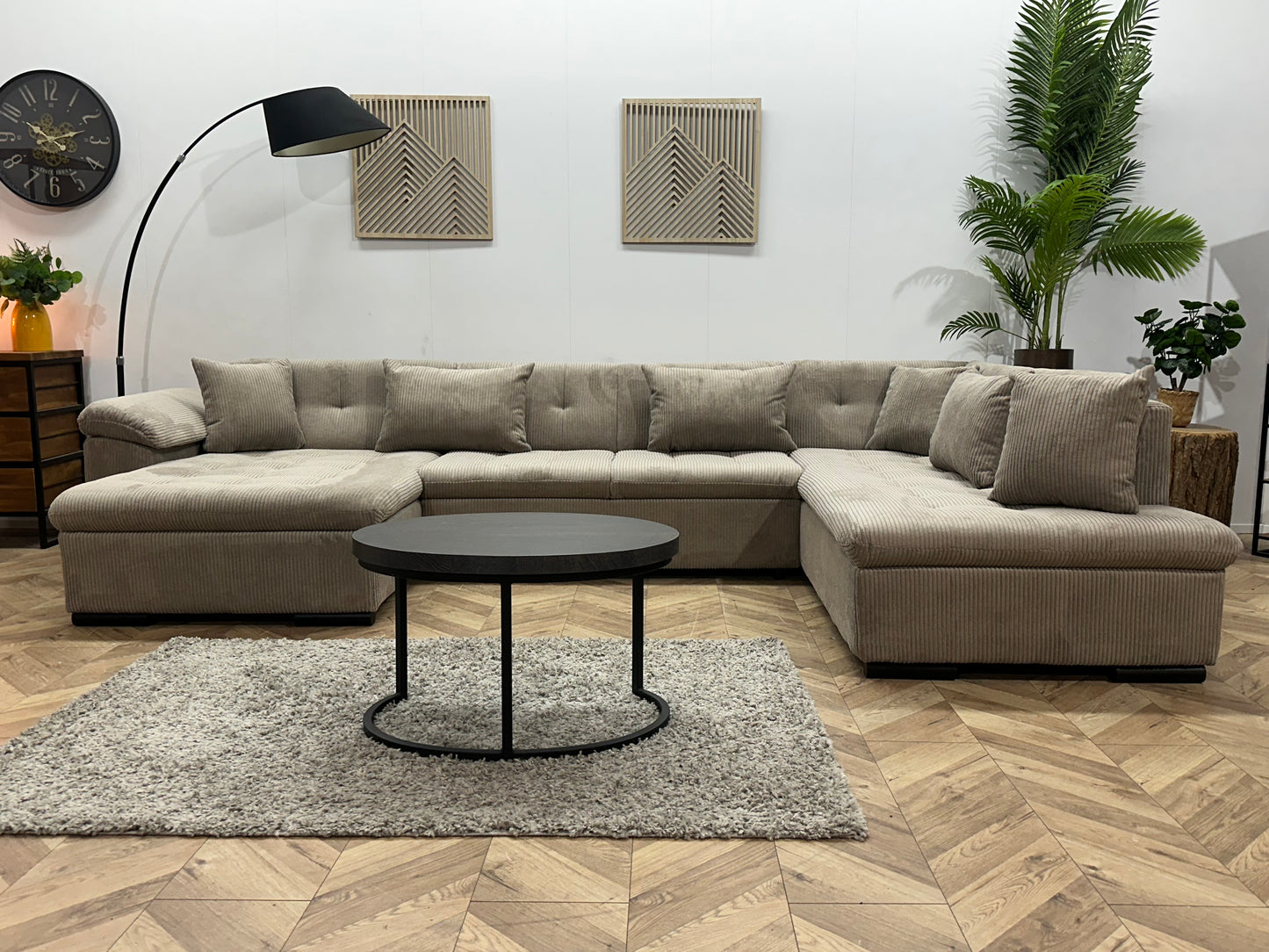 !Showroommodel! Licht Bruine Ribstof U Bank