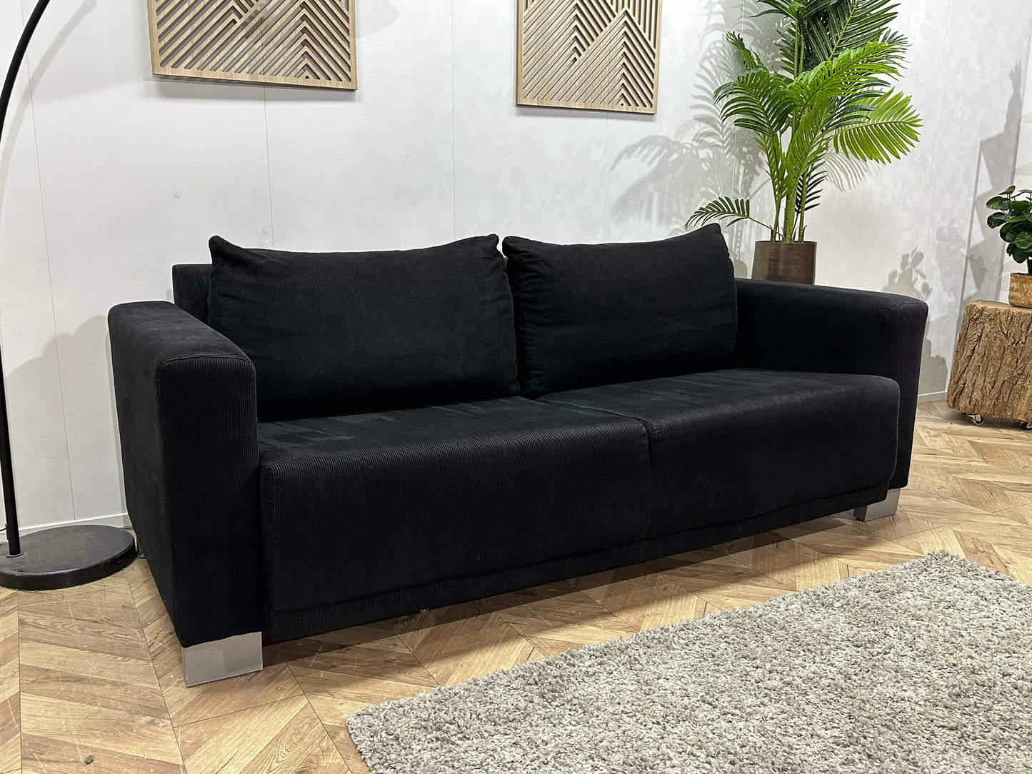 Zwarte Ribstof 2.5-Zits Bank ~ Inruilvoordeel