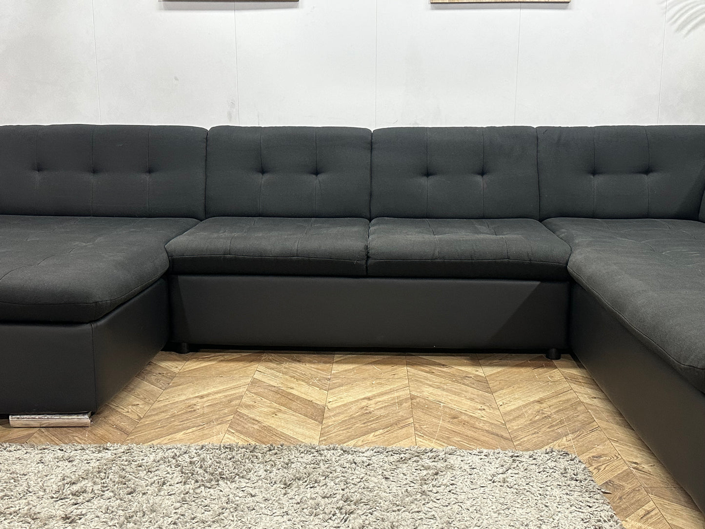 !Showroommodel! Zwarte Stoffen/Lederen U Bank