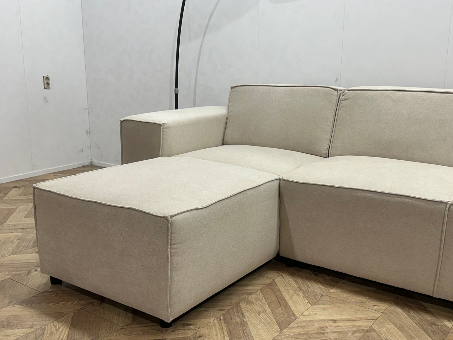 !Showroommodel! Crème Suede Stoffen U Bank