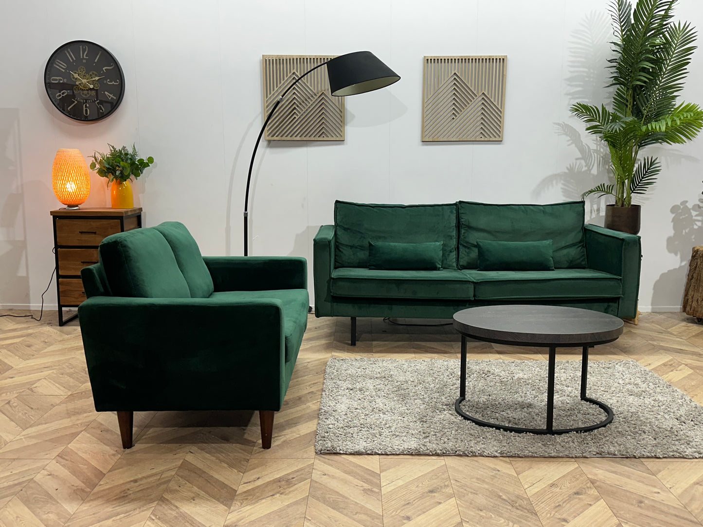 Be Pure Groene Velvet Banken Set ~ Losse Kussens Met Afneembare Hoezen