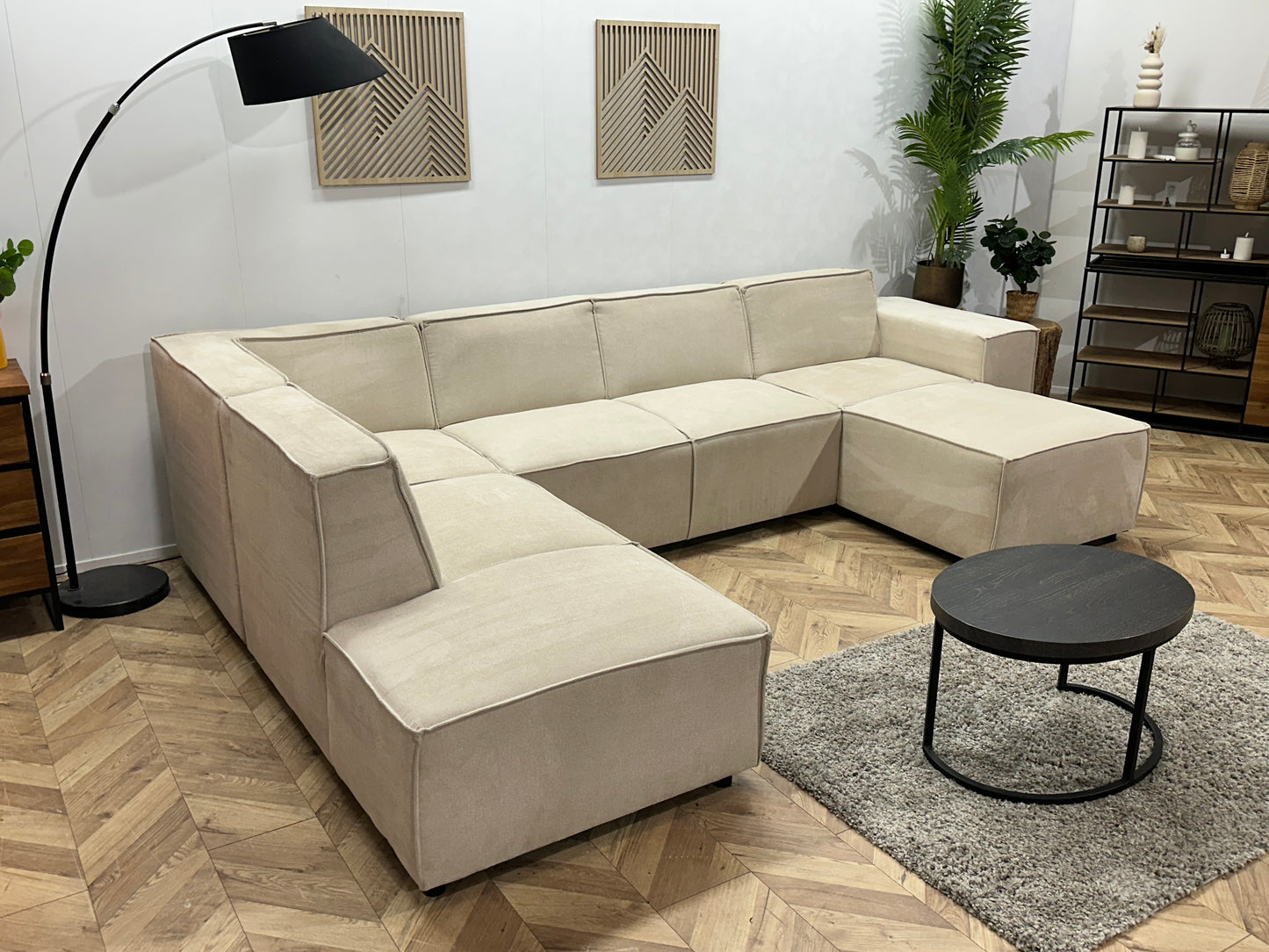 !Showroommodel! Crème Suède Stoffen U Bank