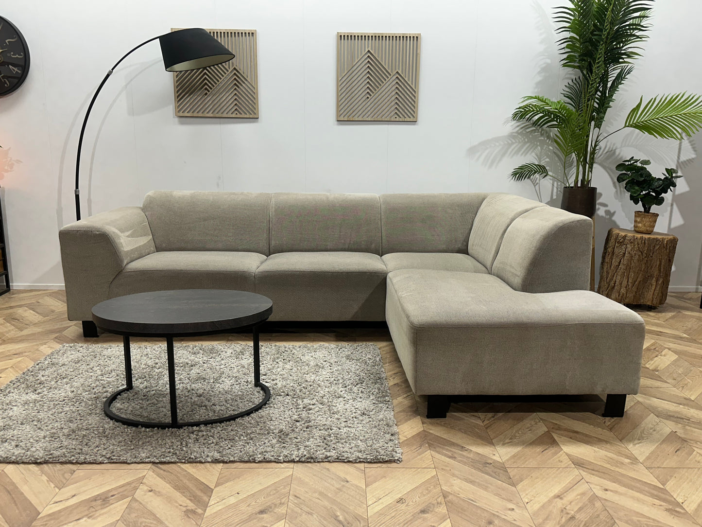 Beige Hoekbank ~ Vaste Kussens