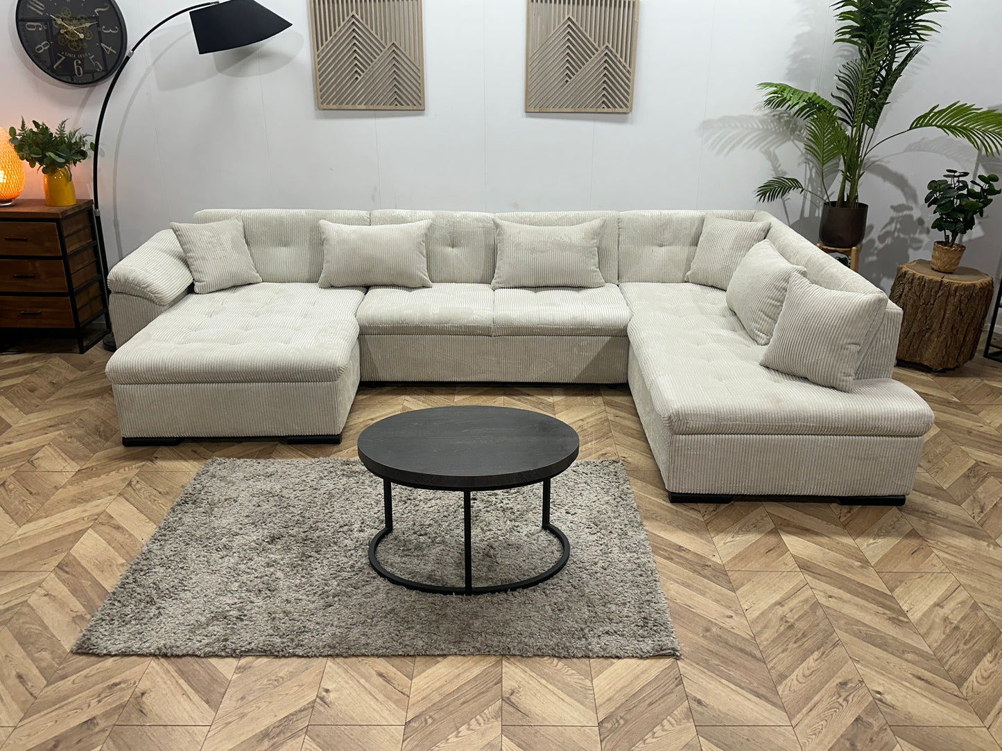 !Showroommodel! Witte Ribstof U Bank