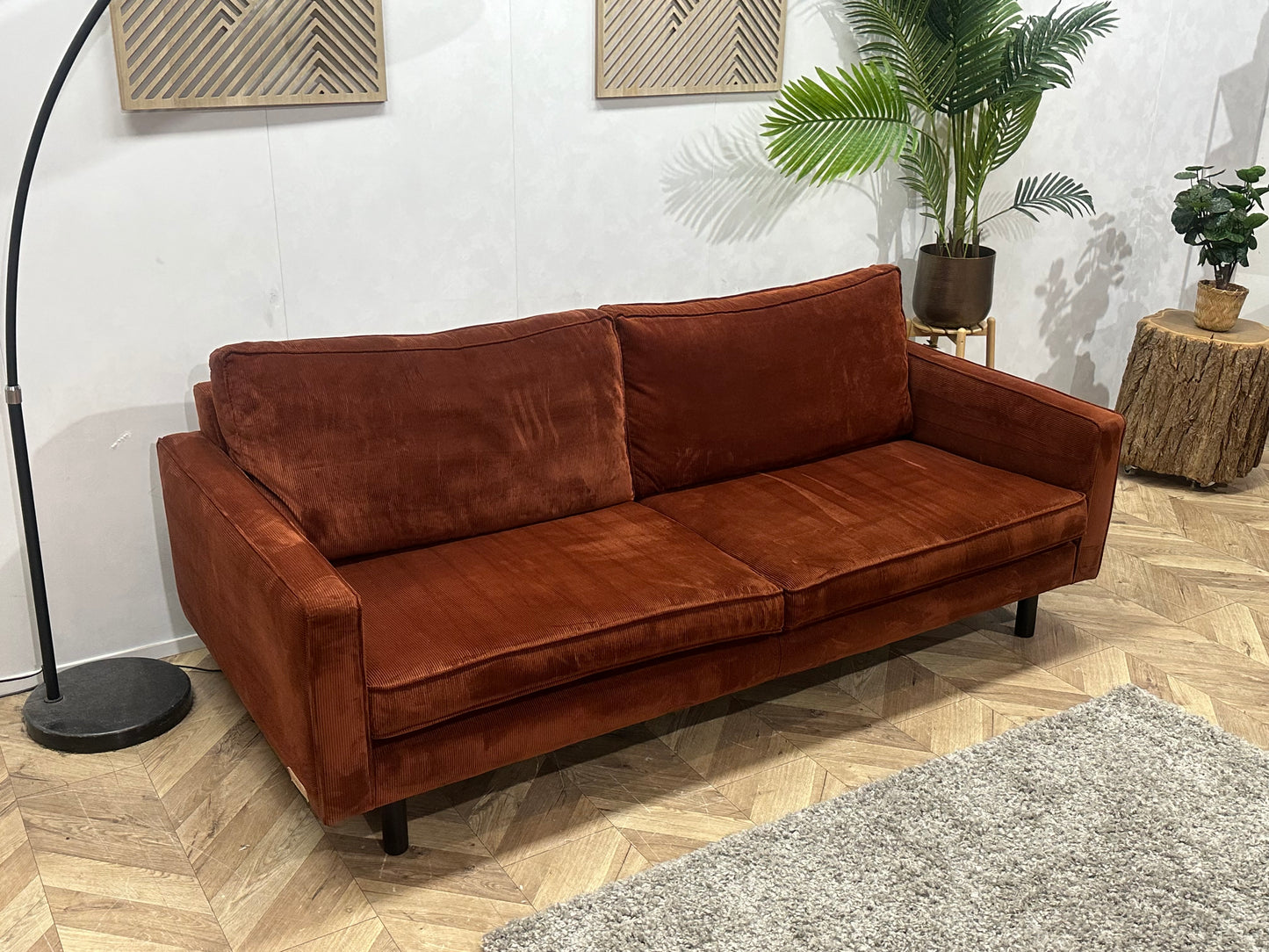Umix Rode Ribstof 2.5-Zits Bank ~ Losse Rugkussens Met Afneembare Hoezen