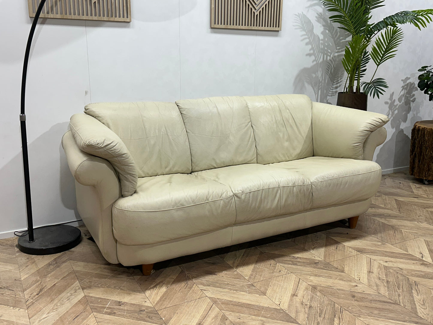 Crème Echt Lederen 2.5-Zits Bank ~ Inruilvoordeel