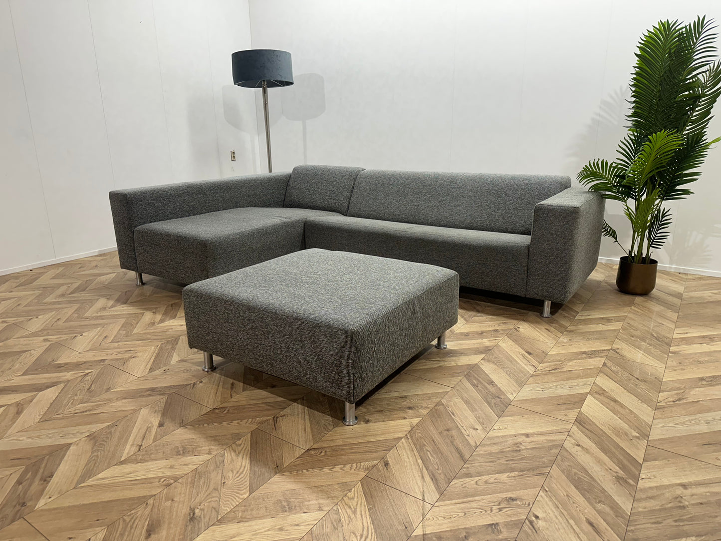 Antraciet Hoekbank Inc Hocker ~ Vaste Kussens