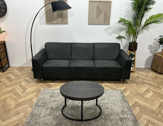 Antraciet Suède Stoffen 3-Zits Bank ~ Vaste Kussens