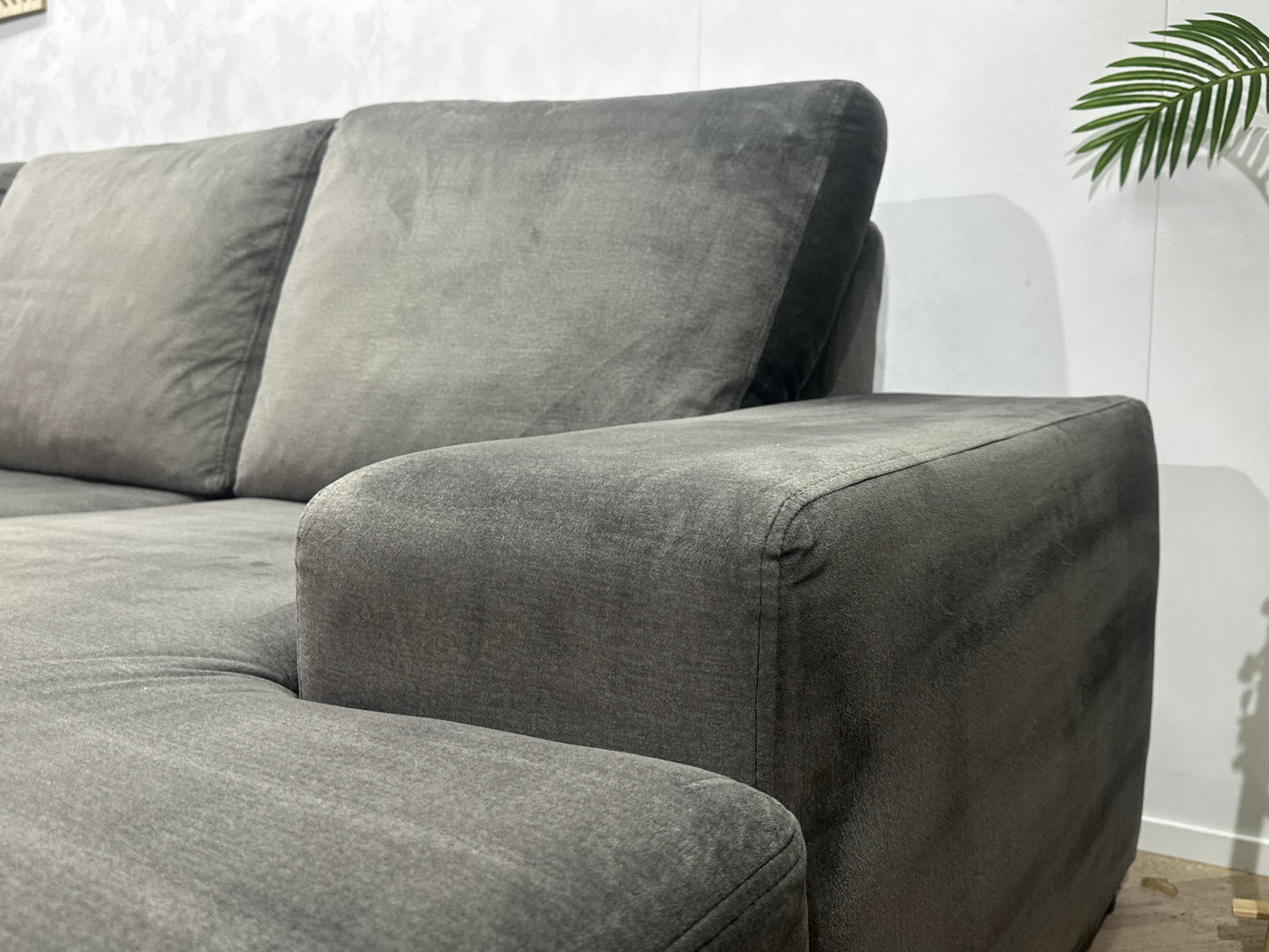 Antraciet Velvet U Bank ~ Losse Rugkussens Met Afneembare Hoezen