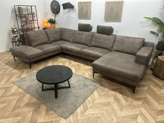 Montèl Grijze/Bruine Suede Stoffen U Bank ~ Vaste Kussens