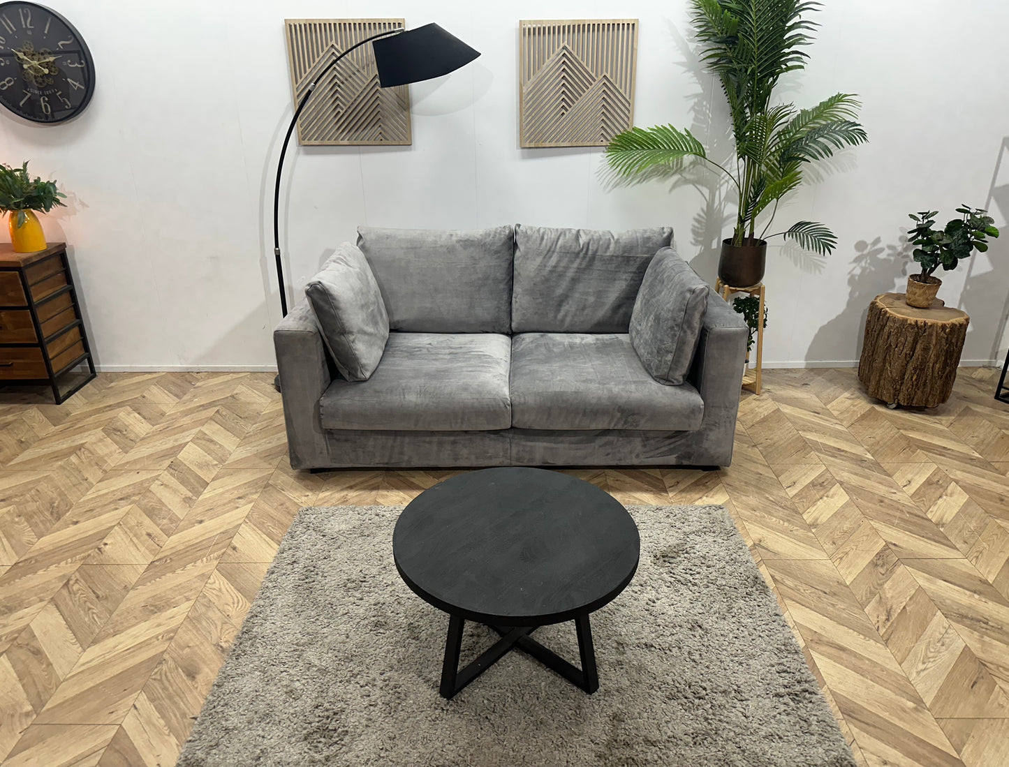 Licht Grijze Velvet 2.5-Zits Bank ~ Losse Kussens Met Afneembare Hoezen