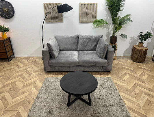 Licht Grijze Velvet 2.5-Zits Bank ~ Losse Kussens Met Afneembare Hoezen