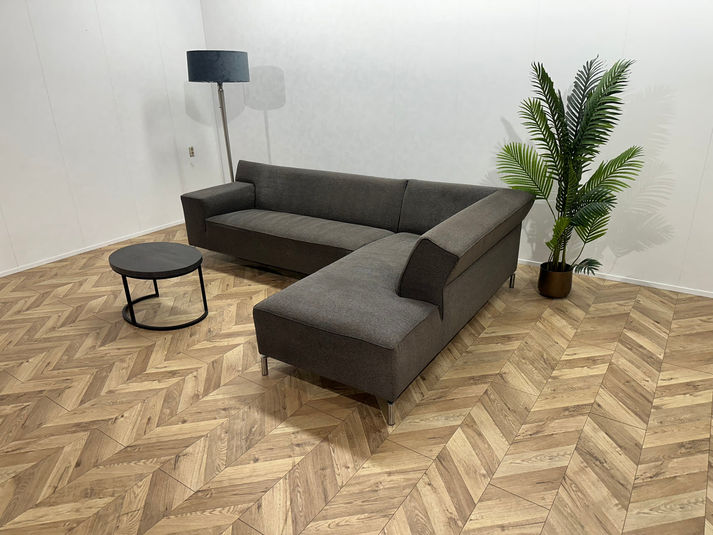 Grijze Design Hoekbank ~ Vaste Kussens