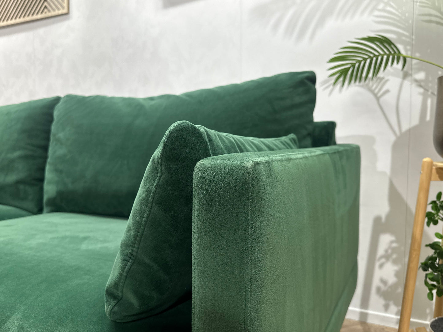 Groene Velvet 2.5-Zits Bank ~ Losse Kussens Met Afneembare Hoezen