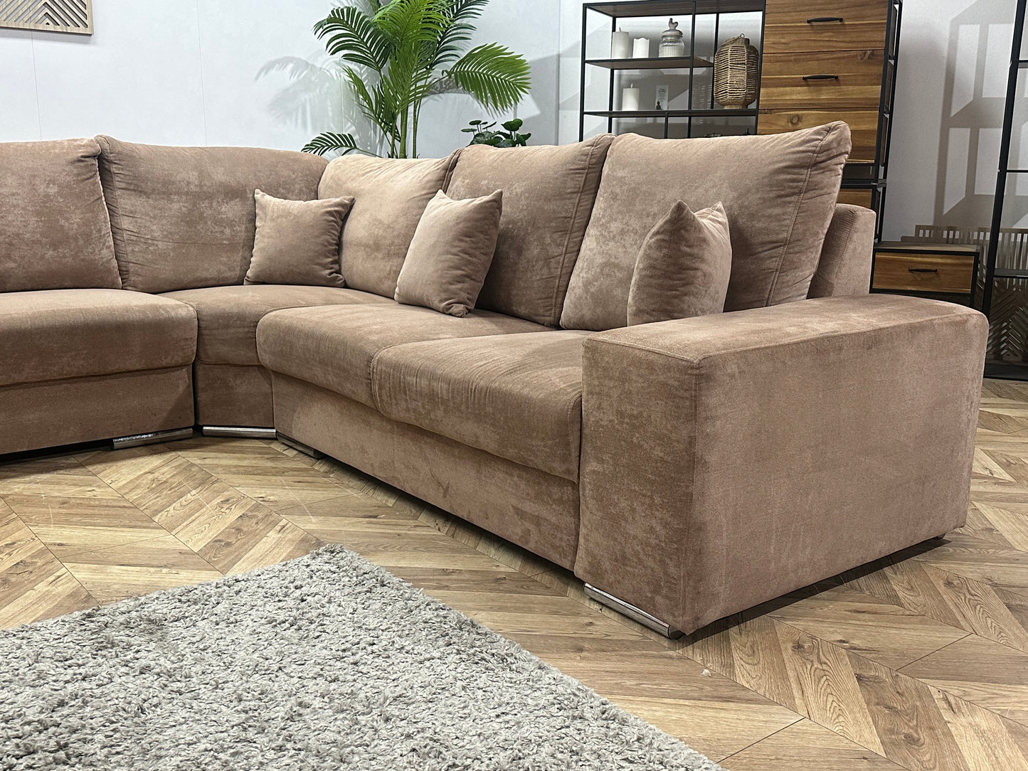 Licht Bruine Velvet U Bank ~ Losse Kussens Met Afneembare Hoezen