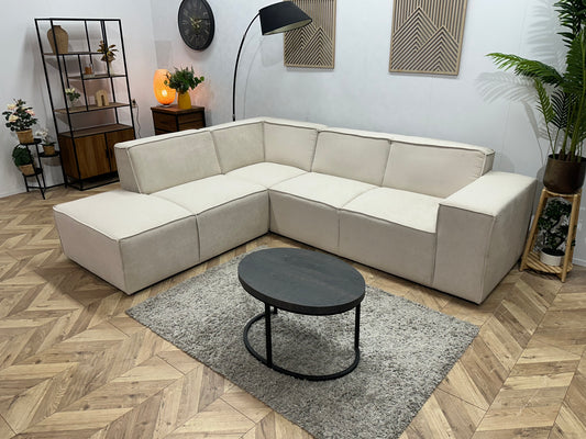 !Showroommodel! Crème Suède Stoffen Hoekbank