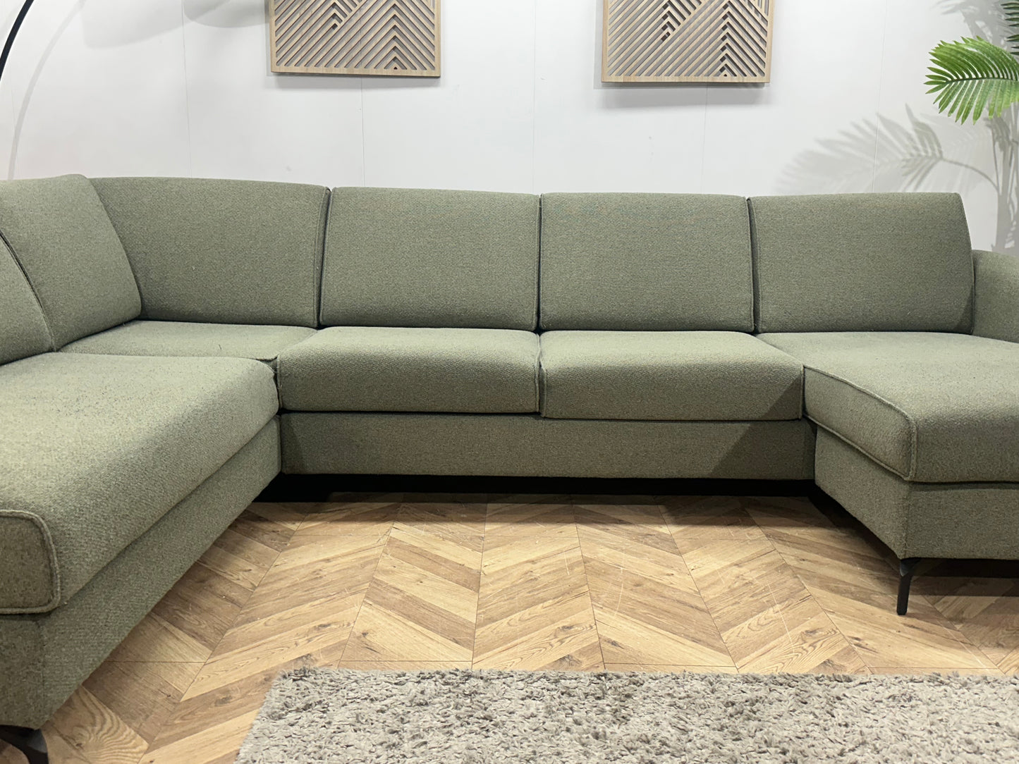 H&H Grijze U Bank ~ Losse Kussens Met Afneembare Hoezen