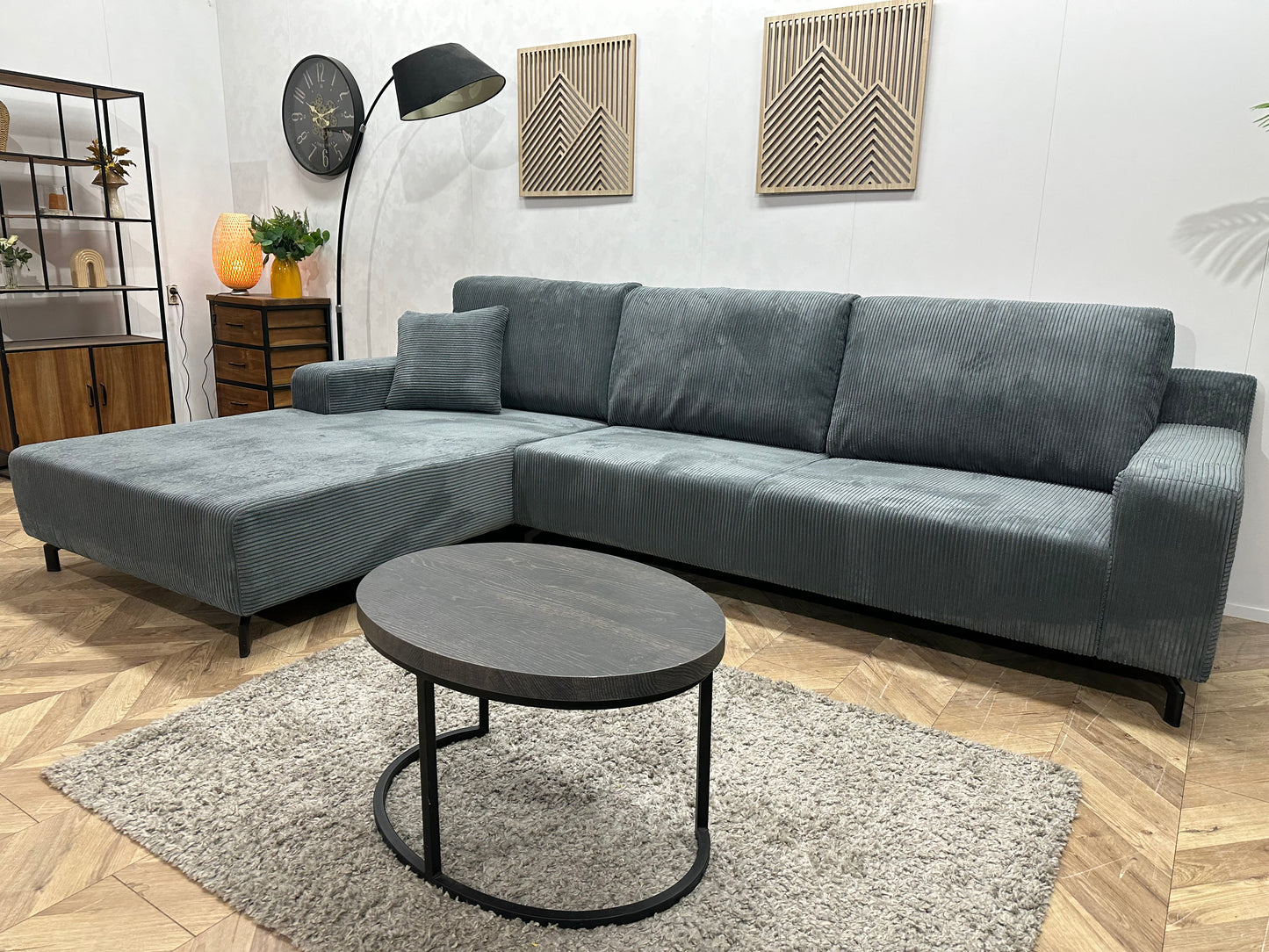 !Showroommodel! Blauwe Ribstof ~ Losse Rugkussens