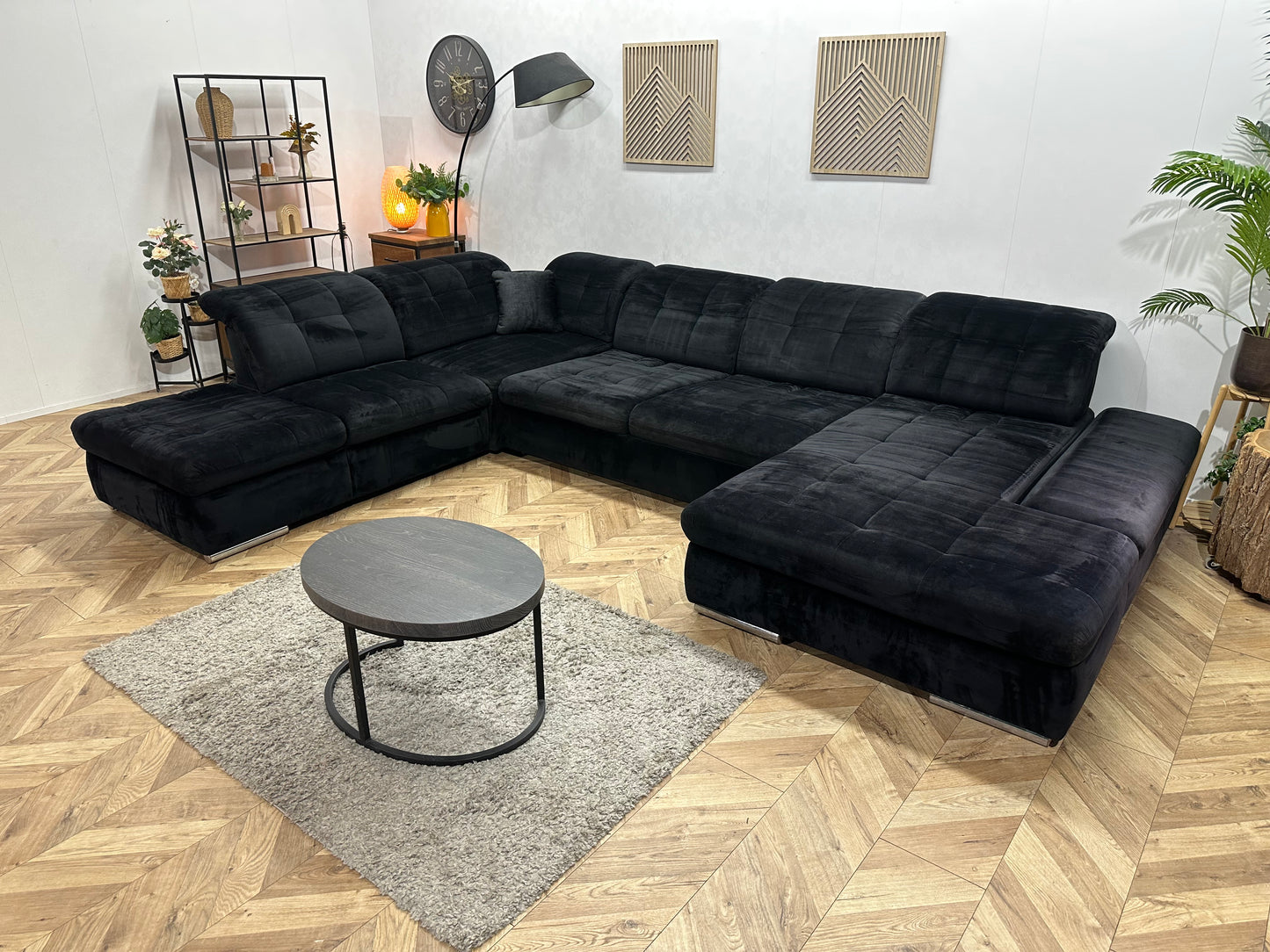 Zwarte Velvet U Bank ~ Uitschuifbare Rugleuningen