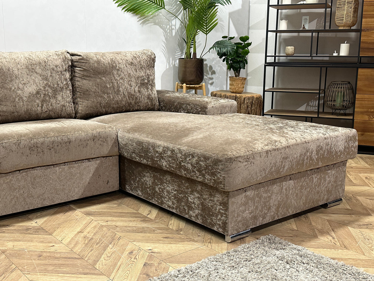 Bruine Velvet  U Bank ~ Losse Rugkussens Met Afneembare Hoezen