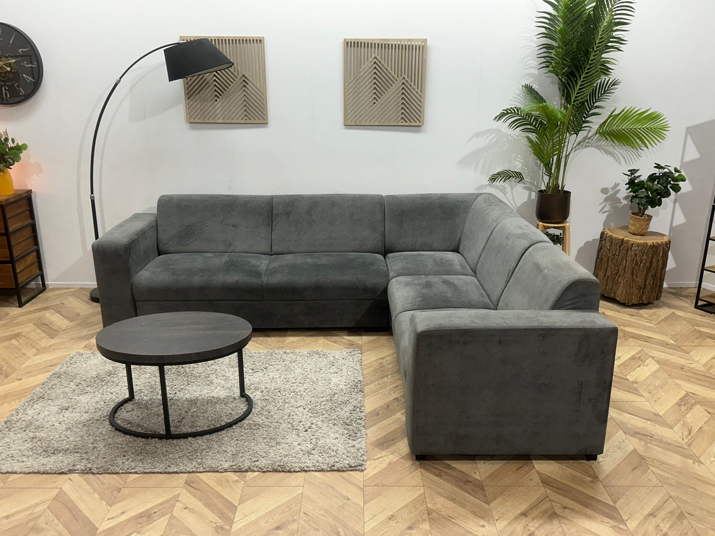 !Showroommodel! Antraciet Velvet Hoekbank